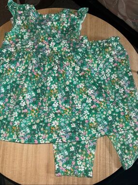 Carter's Green Floral Girls Matching Set